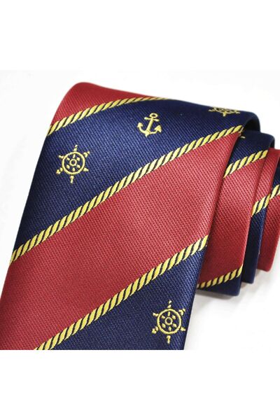 Eyida El Yapımı Denizci Apiko Desen Jakarlı Mikrofiber Kravat (MAR005)