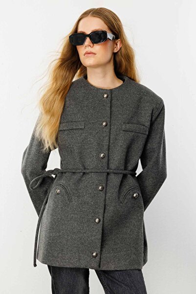 Hooopstore Блейзер з золотими металевими ґудзиками, антрацитовий