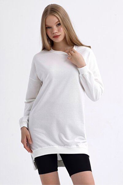 MD trend Women's Crew Neck Long Back Casual Tunic Sweatshirt