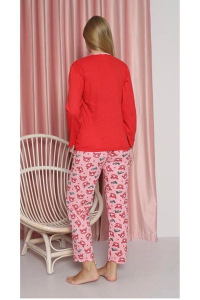 Sude Teddy Bear Patterned Long Sleeve Seasonal Pajamas Set