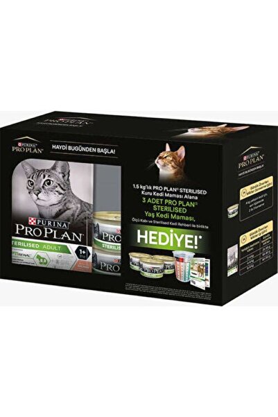 Pro Plan Purina Pro Plan Box Kısırlaştırılmış Somon Balıklı Kedi Maması 1,5 Kg + 3 Adet Pro Plan Yaş Mama