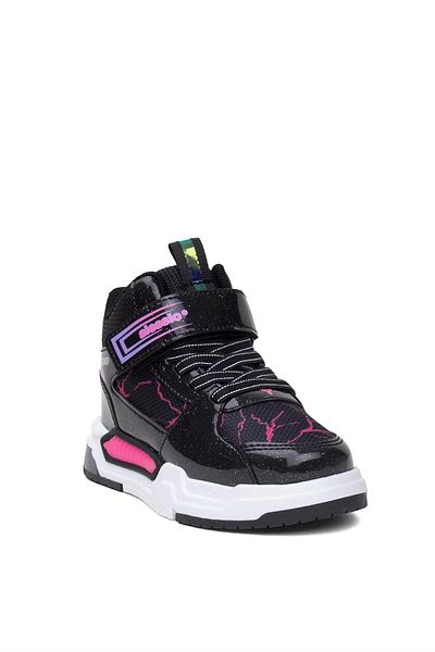 Ayakkabı Fuarı Elit ASCNK042 - Pantofi Hi Sneaker pentru fete, negri și liliac