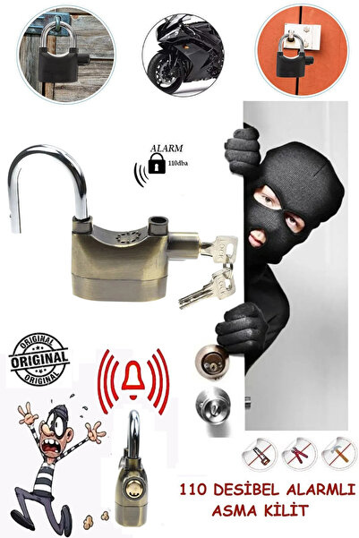 Genel Markalar Yeni Nesil 110 Yüksek Sesli Desibel Alarmlı Kısa Asma Kilit Mo...
