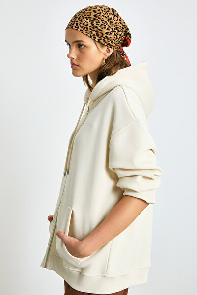 GRIMELANGE Γυναικείο φούτερ βανίλιας με κουκούλα KESIA με φλις εσωτερικά