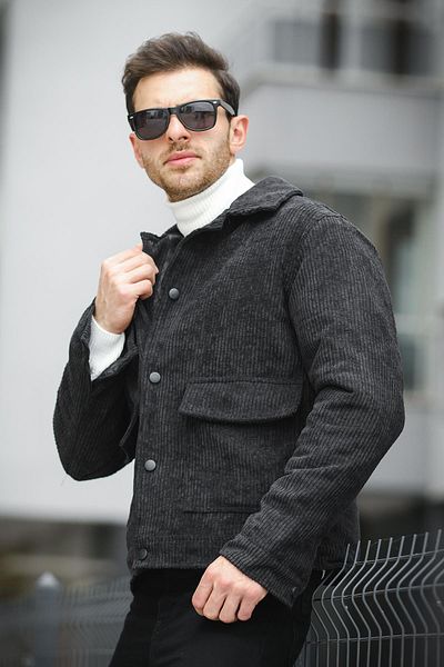 Oksit Κοντό ανδρικό βελούδινο μπουφάν Elia Jacket με ίνες στο εσωτερικό