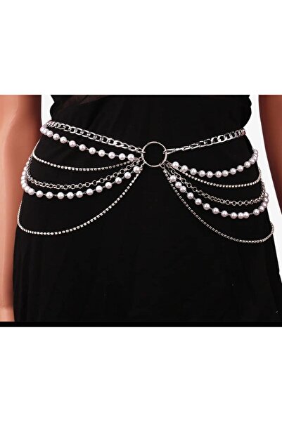 Genel Markalar Şıklığınızı Tamamlayacak Taşlı Zincir Bel Kemer