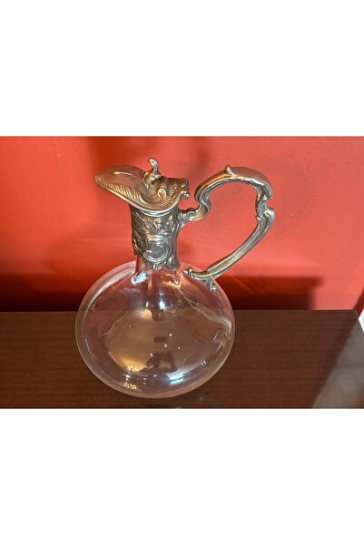 tayfuntufan antika koleksiyon 1960's fransız Ördek başlı gümüş kaplama cam karaf 24 cm boyunda -9u63