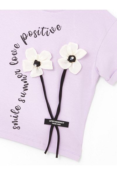 Little Star Girl's Smiley Printed Short Sleeve Blouse