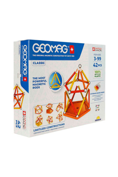 Toyaş Geomag Magnetic Sticks Classic Series لعبة الذكاء لعبة البناء المغناطيسي 42 قطعة