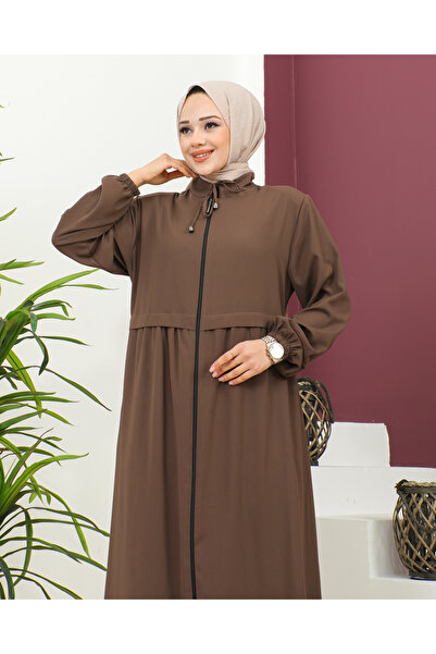 Nevayla Moda Plus Size Κρεπ Φεράτσε -Καφέ