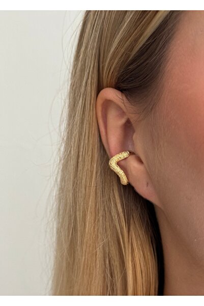 KİLİGİSTANBUL ALTIN KAPLAMA KIKIRDAK KÜPE (DELİKSİZ KULLANIM)