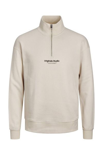 Jack & Jones Ανδρικό βαμβακερό φούτερ Jack&Jones με φερμουάρ μπεζ 12241777