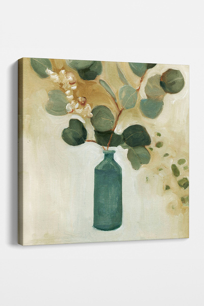 TabloShop Vazoda Yeşil Yapraklar Tablosu