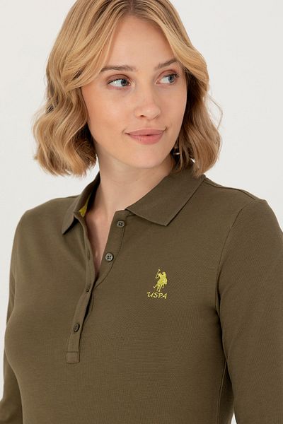 U.S. Polo Assn. Women's Khaki Basic Polo Collar Sweatshirt 50271573 -Vr027