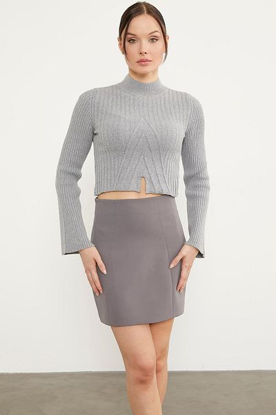 Sementa Pulover Crop Half Fisherman - Gri