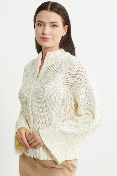 Sementa Сумка з високим коміром і довгими рукавами з вовняного трикотажу - кісткового кольору