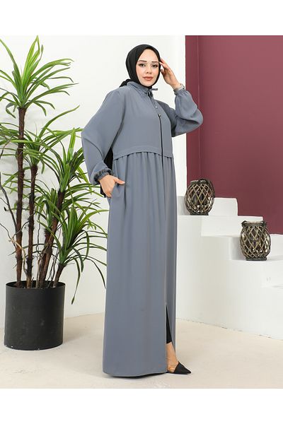 Nevayla Moda Gray Crepe Ferace - Plus Size