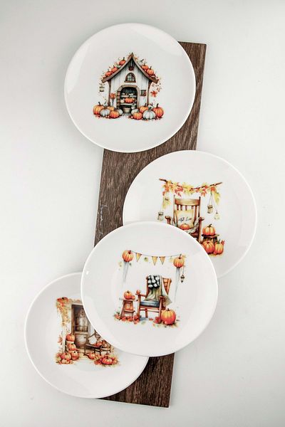Bursa Porselen Dekor Fall'24 Halloween 4-Piece Cake Plate