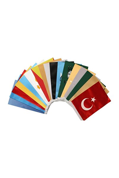 Saturn Eski Türk Devleteri Bayrakları 17 Adet 15x23cm Bayrak Seti (çift Katlı)