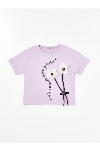 Little Star Girl's Smiley Printed Short Sleeve Blouse