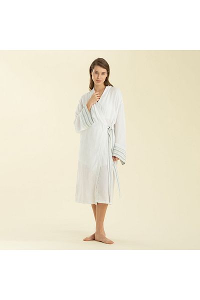 Chakra Atıgrado Dressing Gown White/Marine Blue