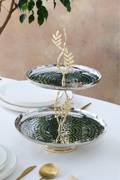 Karaca New Year's Carmenta Serving Tray 2 Tier