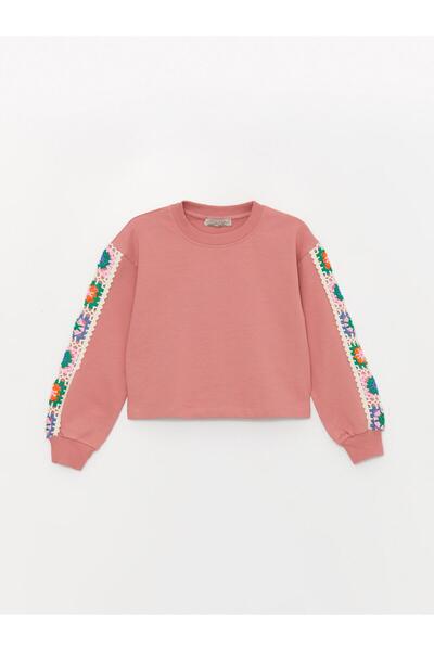 Little Star Kız Çocuk Kolu Çiçek Detaylı Örme SweatShirt