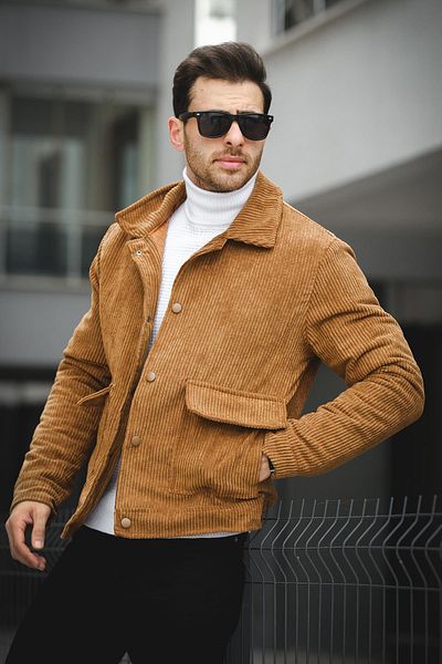 Oksit Κοντό ανδρικό βελούδινο μπουφάν Elia Jacket με ίνες στο εσωτερικό