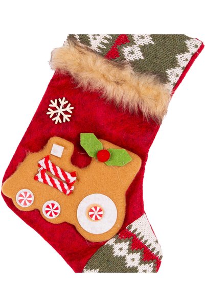 Herdekora Christmas Ornament, Socks, Train Figure, Red - 15X24 cm