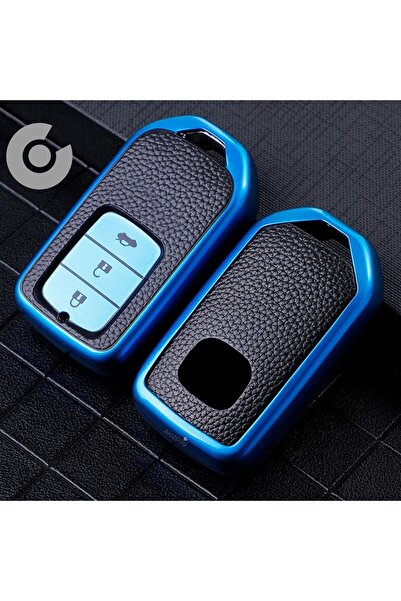 Alazpay Honda Civic FC5 HR-V CR-V City TPU Deri Görünümlü Anahtar Kılıfı (Mav...