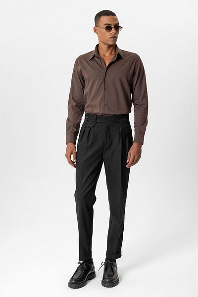 Antioch Black High Waist Pleated Men's Technical Pants