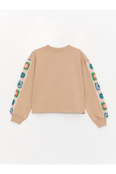 Little Star Girl's Floral Detailed Knitted SweatShirt