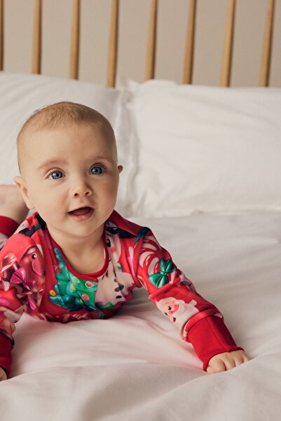 Next Baby %100 Organik Pamuk  Karakter Desenli Yılbaşı Tulumu ALYN77790