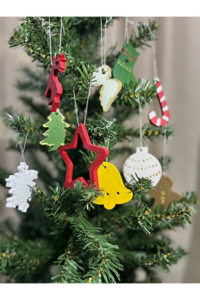 anna sofie Dekoratif El Boyaması Yılbaşı Süsü-( Yılbaşı Hediyelik 10'lu Set )