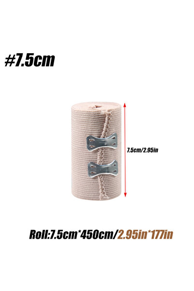 Choice ضمادة مرنة ممتازة مقاس 7.5 سم، لفة واحدة - ضمادة ضغط قوية مع مشابك إضا...