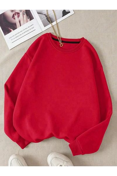 EXPECTED Crew Neck Unisex Sweatshirt - Plain Unprinted, Wide Fit, Cotton Raised