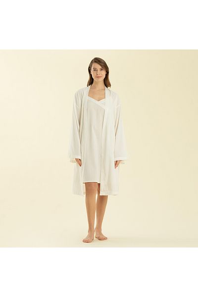 Chakra Corda Dressing Gown Ecru