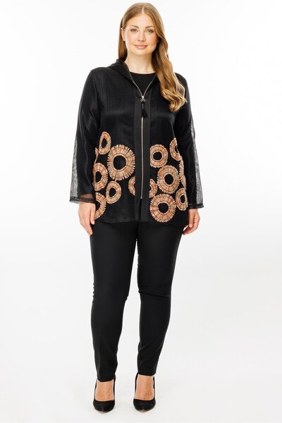 Moda İlgi Modailgi  Kapüşonlu File Tunik Siyah