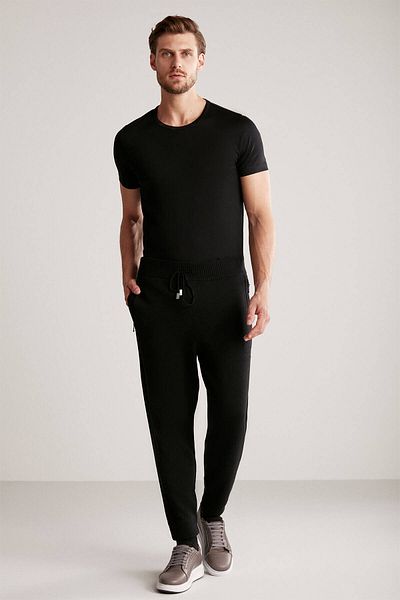 Hemington Cashmere-Silk Blend Black Sports Knitwear Trousers