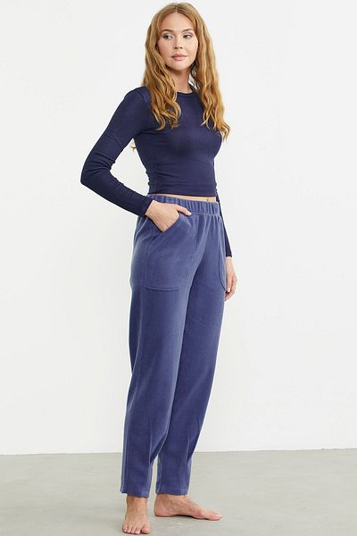 Sementa Pantaloni de trening din lână cu detaliu pe picior - Indigo