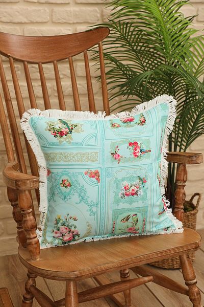 Aisha's Design Vintage Baroque Pattern Fringed Throw Pillow Cover - 45X45 Cm, K-407