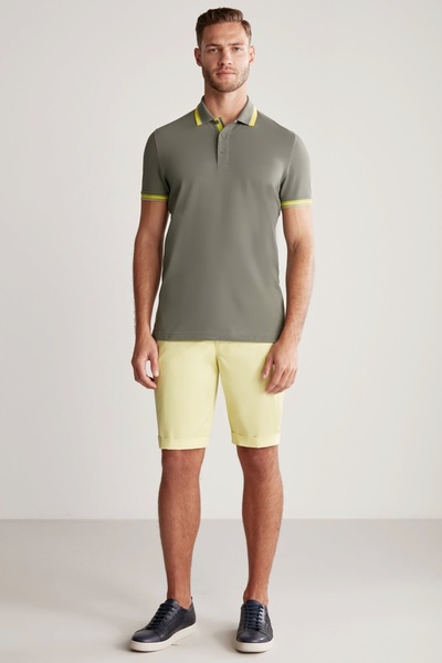 Hemington Sarı Pamuk Chino Bermuda Şort