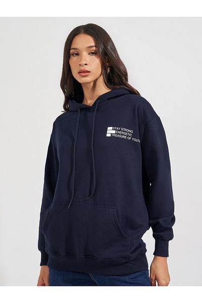 Styli Regular Fit Longline Slogan Hoodie