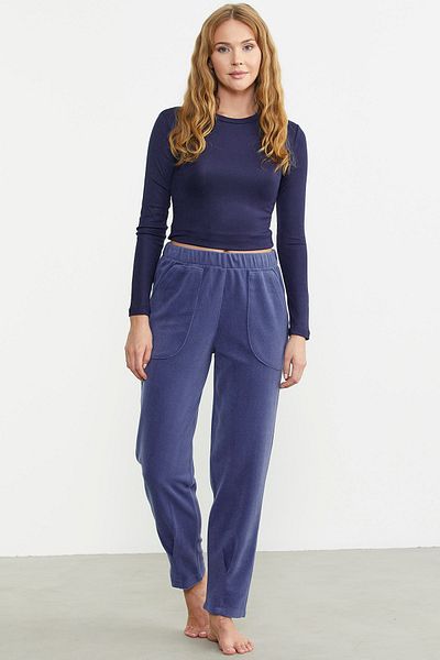 Sementa Pantaloni de trening din lână cu detaliu pe picior - Indigo