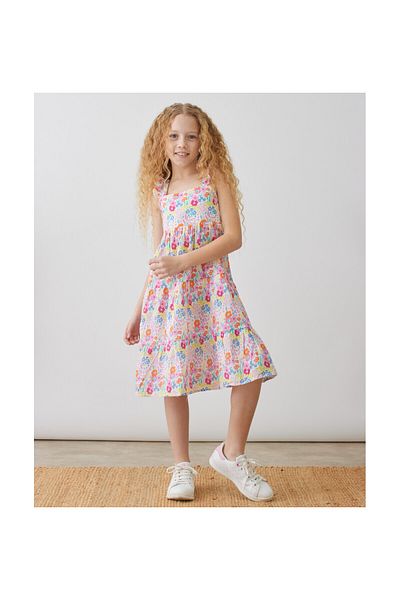 CİCHLİD Girl's Flower Patterned Poplin Dress