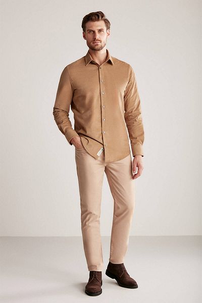Hemington Corduroy Camel Shirt - Thin Design