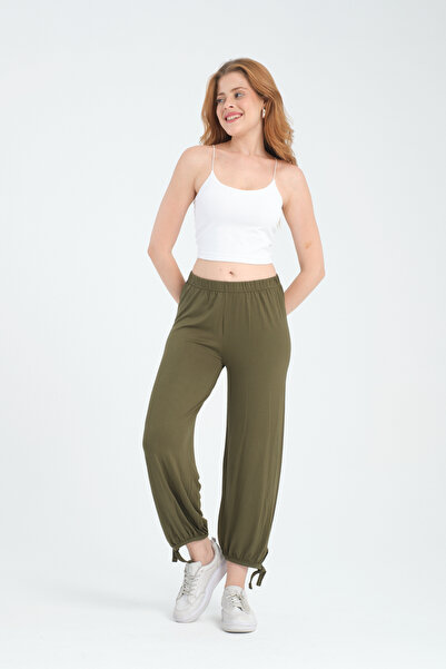 ESPİNA Women's Adjustable Leg Large Size Loose Knitted Trousers Shalwar