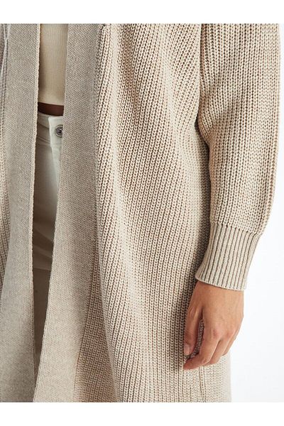 LC Waikiki Lcw Vision Shawl Collar Plain Long Sleeve Oversize Women's Knitwear Cardigan
