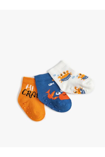 Koton Set of 3 Socks Crab Patterned Cotton
