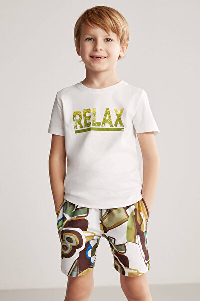 Hemington Printed Pima Cotton White Kids T-Shirt